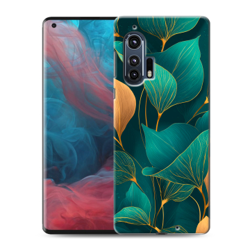 Силиконовый чехол на Motorola Edge Plus с принтом Листья и золото Силиконовый чехол на Motorola Edge Plus с принтом Листья и золото