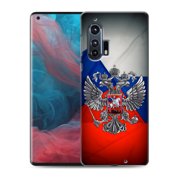 Силиконовый чехол на Motorola Edge Plus с принтом Флаг России