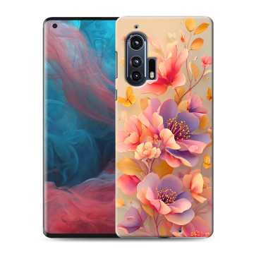 Силиконовый чехол на Motorola Edge Plus с принтом Цветы и бабочки Силиконовый чехол на Motorola Edge Plus с принтом Цветы и бабочки