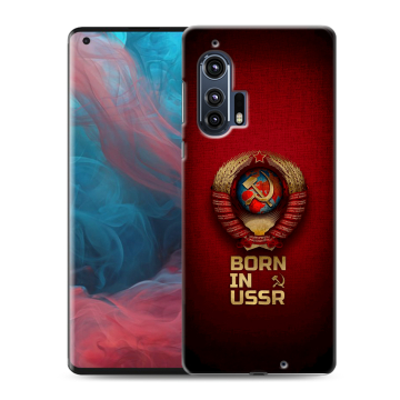 Силиконовый чехол на Motorola Edge Plus с принтом Флаг Герб СССР Силиконовый чехол на Motorola Edge Plus с принтом Флаг Герб СССР
