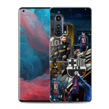 Силиконовый чехол на Motorola Edge Plus с принтом Messi Barcelona
