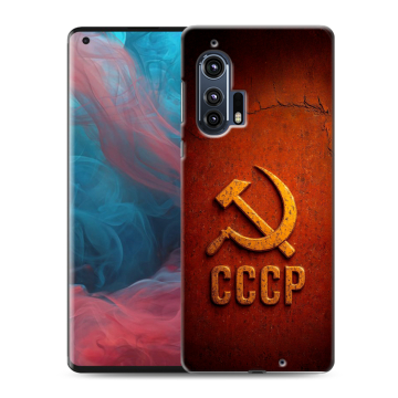 Силиконовый чехол на Motorola Edge Plus с принтом Флаг Герб СССР