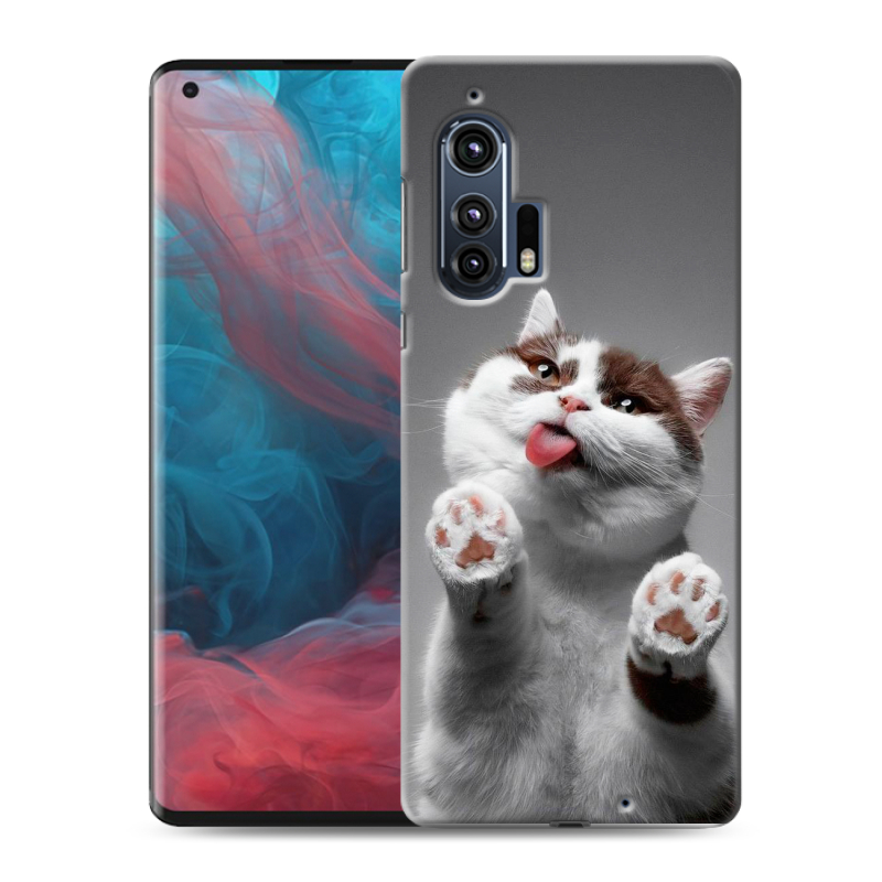 Силиконовый чехол на Motorola Edge Plus с принтом Коты Силиконовый чехол на Motorola Edge Plus с принтом Коты