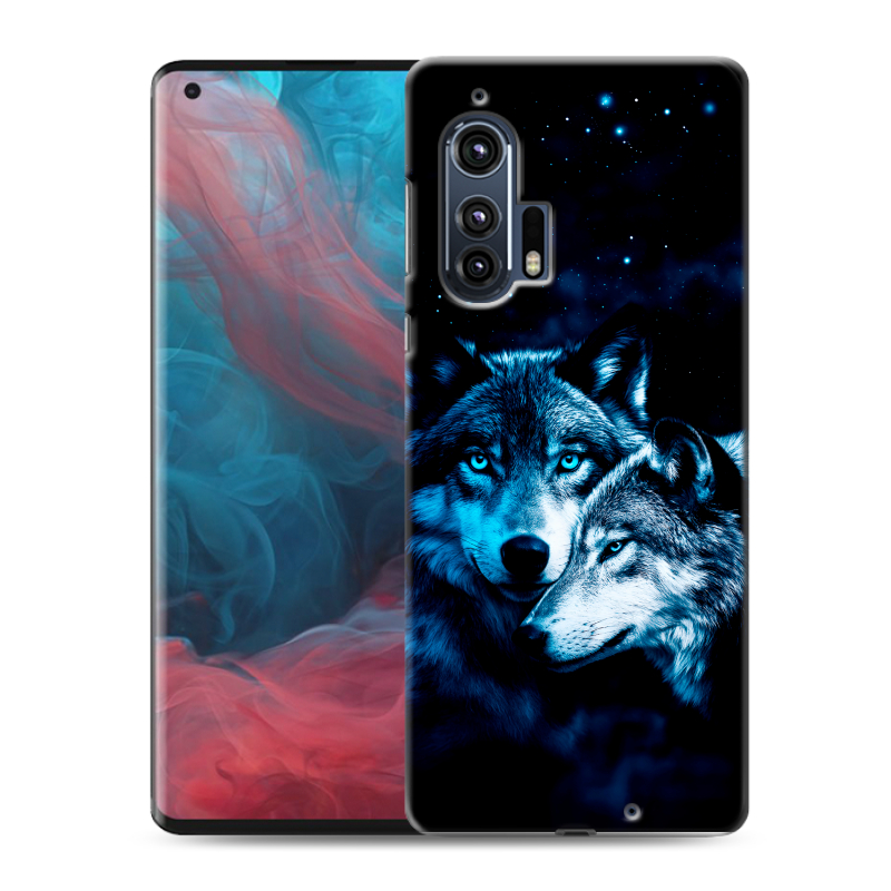 Силиконовый чехол на Motorola Edge Plus с принтом Волки Силиконовый чехол на Motorola Edge Plus с принтом Волки