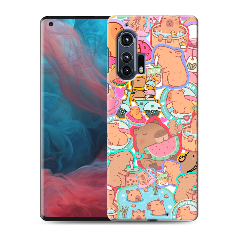 Силиконовый чехол на Motorola Edge Plus с принтом капибары Силиконовый чехол на Motorola Edge Plus с принтом капибары