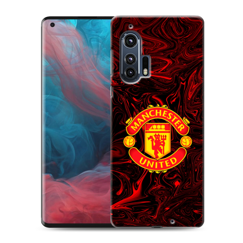 Силиконовый чехол на Motorola Edge Plus с принтом Manchester United Силиконовый чехол на Motorola Edge Plus с принтом Manchester United