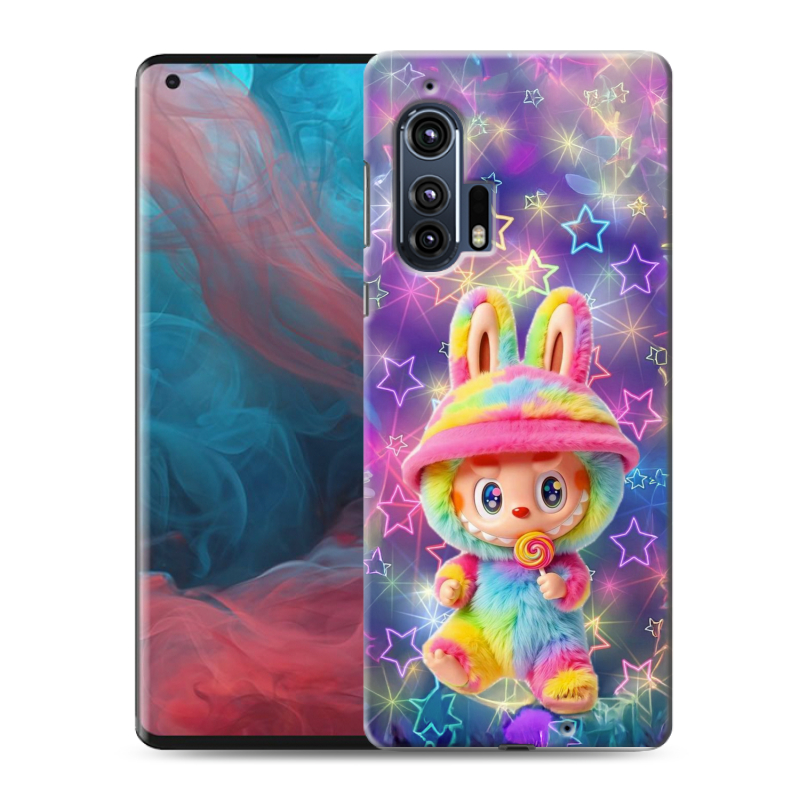 Силиконовый чехол на Motorola Edge Plus с принтом Labubu Лабубу Силиконовый чехол на Motorola Edge Plus с принтом Labubu Лабубу
