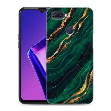 Силиконовый чехол на OPPO A12 с принтом Мрамор зеленое золото Силиконовый чехол на OPPO A12 с принтом Мрамор зеленое золото