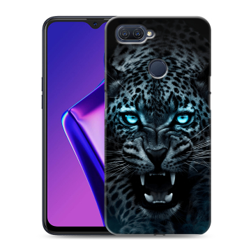 Силиконовый чехол на OPPO A12 с принтом Темный леопард Силиконовый чехол на OPPO A12 с принтом Темный леопард