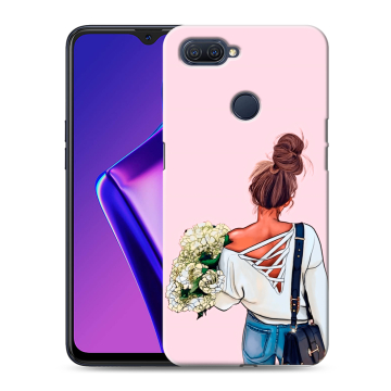 Силиконовый чехол на OPPO A12 с принтом Девушка и букет Силиконовый чехол на OPPO A12 с принтом Девушка и букет