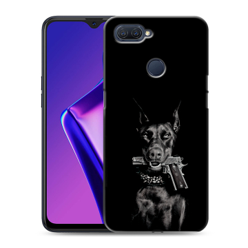 Силиконовый чехол на OPPO A12 с принтом Доберман и пистолет Силиконовый чехол на OPPO A12 с принтом Доберман и пистолет