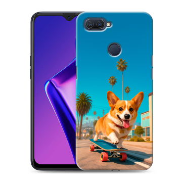 Силиконовый чехол на OPPO A12 с принтом Корги на скейте Силиконовый чехол на OPPO A12 с принтом Корги на скейте