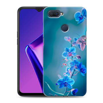 Силиконовый чехол на OPPO A12 с принтом Голубые цветы Силиконовый чехол на OPPO A12 с принтом Голубые цветы