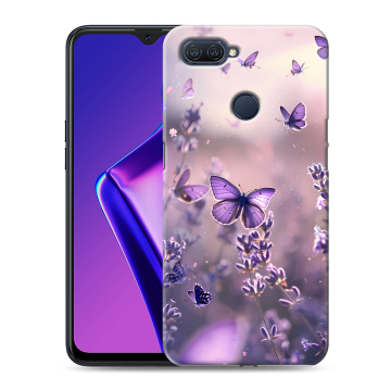 Силиконовый чехол на OPPO A12 с принтом бабочки и лаванда Силиконовый чехол на OPPO A12 с принтом бабочки и лаванда