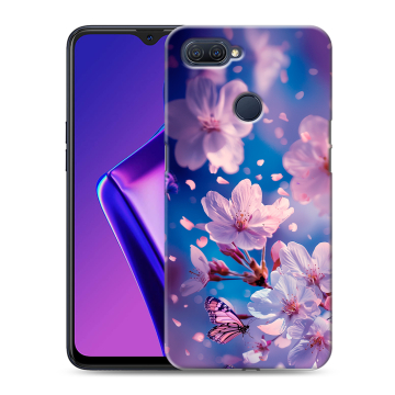 Силиконовый чехол на OPPO A12 с принтом цветы бабочки Силиконовый чехол на OPPO A12 с принтом цветы бабочки