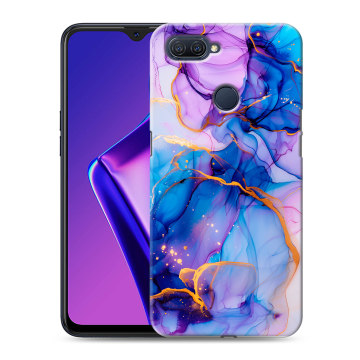 Силиконовый чехол на OPPO A12 с принтом синий мрамор Силиконовый чехол на OPPO A12 с принтом синий мрамор