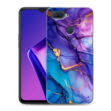 Силиконовый чехол на OPPO A12 с принтом синий мрамор Силиконовый чехол на OPPO A12 с принтом синий мрамор