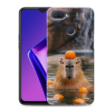 Силиконовый чехол на OPPO A12 с принтом Капибара с апельсином