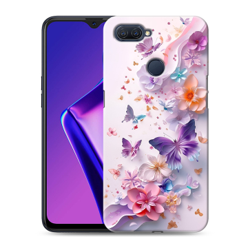 Силиконовый чехол на OPPO A12 с принтом цветы бабочки