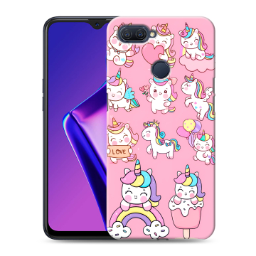 Силиконовый чехол на OPPO A12 с принтом Единороги и радуга