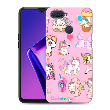 Силиконовый чехол на OPPO A12 с принтом розовые единороги Силиконовый чехол на OPPO A12 с принтом розовые единороги