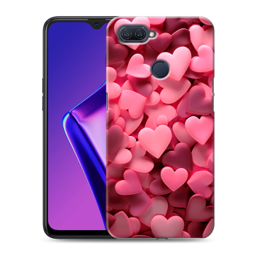 Силиконовый чехол на OPPO A12 с принтом розовые сердечки Силиконовый чехол на OPPO A12 с принтом розовые сердечки