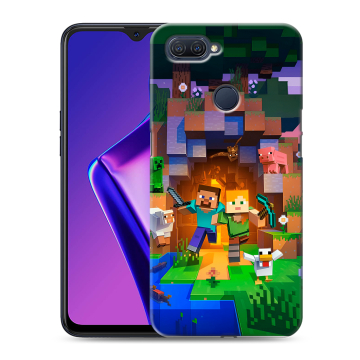 Силиконовый чехол на OPPO A12 с принтом Майнкрафт Minecraft