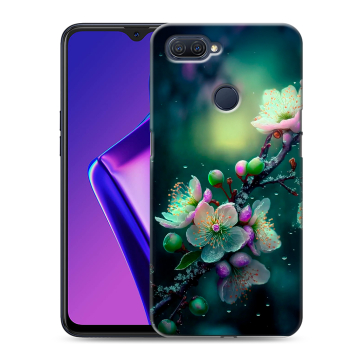 Силиконовый чехол на OPPO A12 с принтом Цветы и мрамор