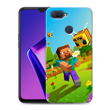 Силиконовый чехол на OPPO A12 с принтом Майнкрафт Minecraft