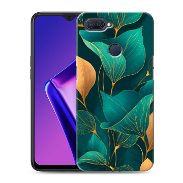 Силиконовый чехол на OPPO A12 с принтом Листья и золото Силиконовый чехол на OPPO A12 с принтом Листья и золото