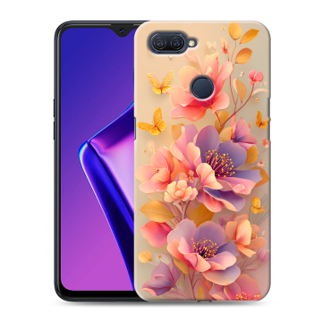 Силиконовый чехол на OPPO A12 с принтом Цветы и бабочки Силиконовый чехол на OPPO A12 с принтом Цветы и бабочки