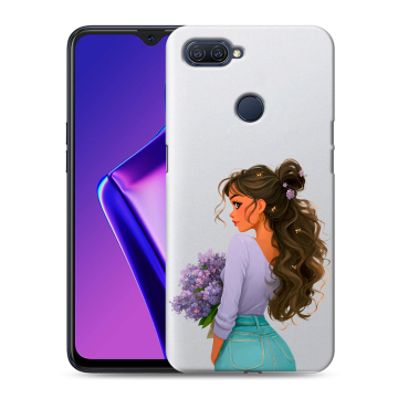 Силиконовый чехол на OPPO A12 с принтом девушка цветы Силиконовый чехол на OPPO A12 с принтом девушка цветы