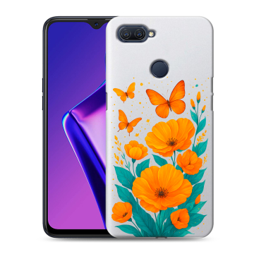 Силиконовый чехол на OPPO A12 с принтом цветы бабочки Силиконовый чехол на OPPO A12 с принтом цветы бабочки