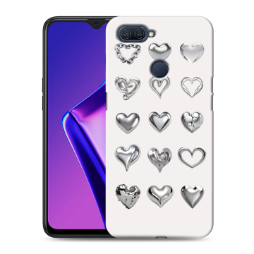 Силиконовый чехол на OPPO A12 с принтом Y2K сердечки Силиконовый чехол на OPPO A12 с принтом Y2K сердечки