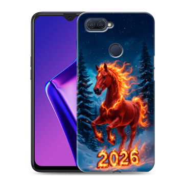 Силиконовый чехол на OPPO A12 с принтом Новый год коня Силиконовый чехол на OPPO A12 с принтом Новый год коня