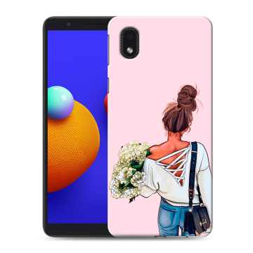Силиконовый чехол на Samsung Galaxy A01 Core с принтом Девушка и букет Силиконовый чехол на Samsung Galaxy A01 Core с принтом Девушка и букет