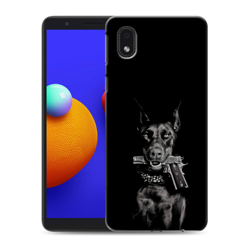 Силиконовый чехол на Samsung Galaxy A01 Core с принтом Доберман и пистолет Силиконовый чехол на Samsung Galaxy A01 Core с принтом Доберман и пистолет