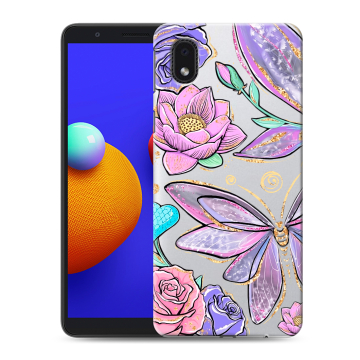 Силиконовый чехол на Samsung Galaxy A01 Core с принтом Бабочки и цветы Силиконовый чехол на Samsung Galaxy A01 Core с принтом Бабочки и цветы