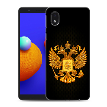 Силиконовый чехол на Samsung Galaxy A01 Core с принтом Герб России желтый