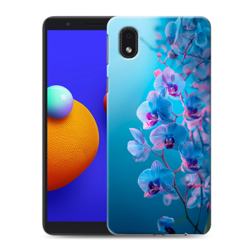 Силиконовый чехол на Samsung Galaxy A01 Core с принтом голубые орхидеи Силиконовый чехол на Samsung Galaxy A01 Core с принтом голубые орхидеи
