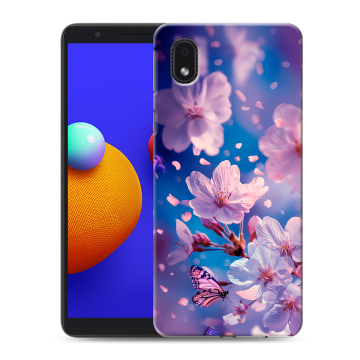 Силиконовый чехол на Samsung Galaxy A01 Core с принтом цветы бабочки Силиконовый чехол на Samsung Galaxy A01 Core с принтом цветы бабочки