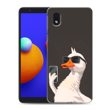 Силиконовый чехол на Samsung Galaxy A01 Core с принтом утка в очках Силиконовый чехол на Samsung Galaxy A01 Core с принтом утка в очках
