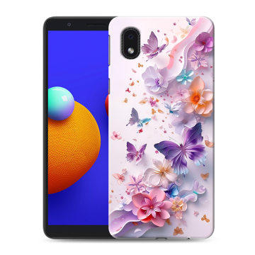 Силиконовый чехол на Samsung Galaxy A01 Core с принтом цветы бабочки Силиконовый чехол на Samsung Galaxy A01 Core с принтом цветы бабочки