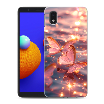 Силиконовый чехол на Samsung Galaxy A01 Core с принтом бабочки розовые