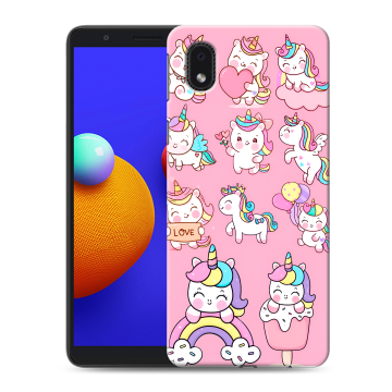 Силиконовый чехол на Samsung Galaxy A01 Core с принтом Единороги и радуга Силиконовый чехол на Samsung Galaxy A01 Core с принтом Единороги и радуга