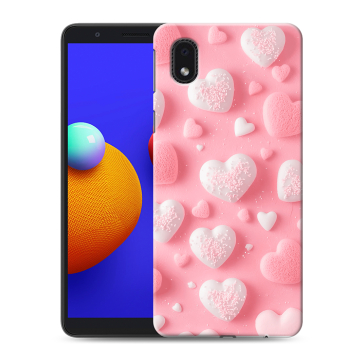 Силиконовый чехол на Samsung Galaxy A01 Core с принтом Сердечки