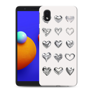 Силиконовый чехол на Samsung Galaxy A01 Core с принтом Y2K сердечки Силиконовый чехол на Samsung Galaxy A01 Core с принтом Y2K сердечки