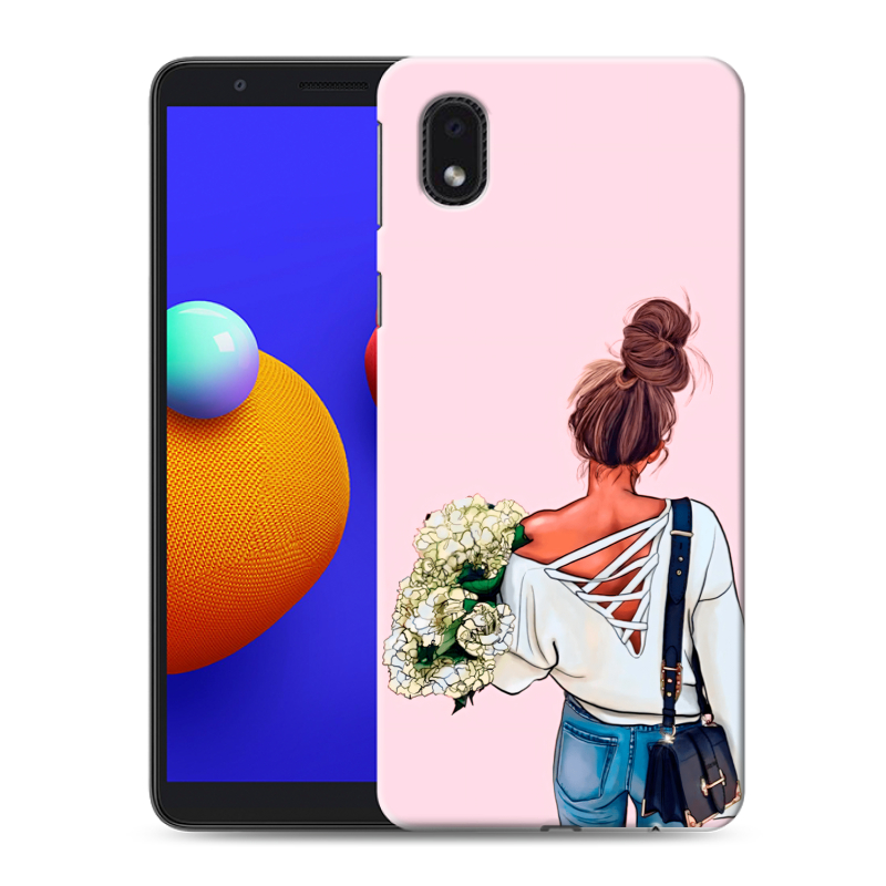 Силиконовый чехол на Samsung Galaxy A01 Core с принтом Девушка и букет Силиконовый чехол на Samsung Galaxy A01 Core с принтом Девушка и букет