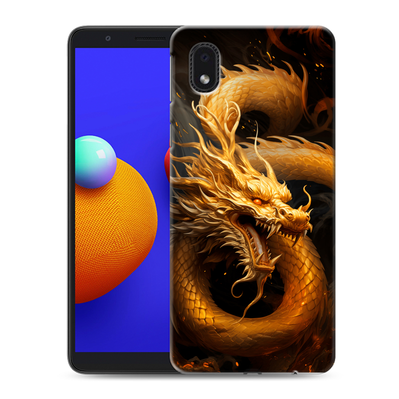 Пластиковый чехол на Samsung Galaxy A01 Core с принтом Золотой дракон Пластиковый чехол на Samsung Galaxy A01 Core с принтом Золотой дракон