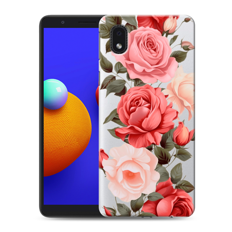Силиконовый противоударный чехол на Samsung Galaxy A01 Core с принтом Розы Силиконовый противоударный чехол на Samsung Galaxy A01 Core с принтом Розы
